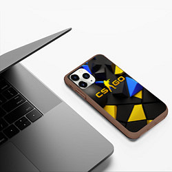 Чехол iPhone 11 Pro матовый CSGO blue yellow abstract, цвет: 3D-коричневый — фото 2