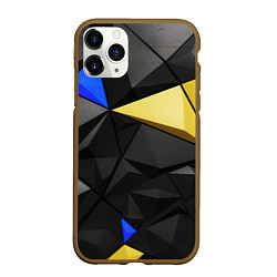 Чехол iPhone 11 Pro матовый Black yellow elements, цвет: 3D-коричневый