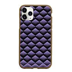 Чехол iPhone 11 Pro матовый Фиолетовые выпуклые ромбы