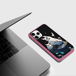 Чехол iPhone 11 Pro матовый Филины и магия, цвет: 3D-малиновый — фото 2