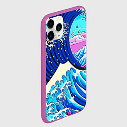 Чехол iPhone 11 Pro матовый Большая волна в Канагаве сакура, цвет: 3D-фиолетовый — фото 2