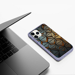 Чехол iPhone 11 Pro матовый Объемная броня из плит, цвет: 3D-светло-сиреневый — фото 2