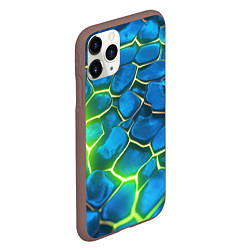 Чехол iPhone 11 Pro матовый Green blue neon, цвет: 3D-коричневый — фото 2