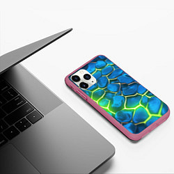 Чехол iPhone 11 Pro матовый Green blue neon, цвет: 3D-малиновый — фото 2