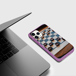 Чехол iPhone 11 Pro матовый Шашки, цвет: 3D-фиолетовый — фото 2
