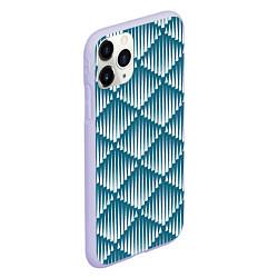 Чехол iPhone 11 Pro матовый Большие синие вдавленные ромбы, цвет: 3D-светло-сиреневый — фото 2