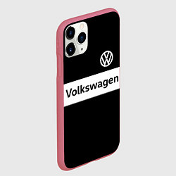 Чехол iPhone 11 Pro матовый Фольцваген - черный и белый, цвет: 3D-малиновый — фото 2