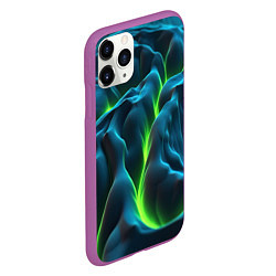 Чехол iPhone 11 Pro матовый Зеленая кислотная текстура с плитами, цвет: 3D-фиолетовый — фото 2