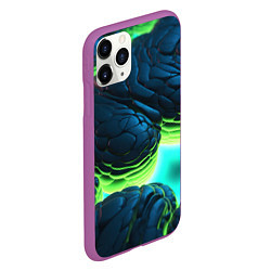 Чехол iPhone 11 Pro матовый Зеленые объемные плиты, цвет: 3D-фиолетовый — фото 2