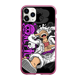 Чехол iPhone 11 Pro матовый One piece - Gear 5- purple, цвет: 3D-малиновый