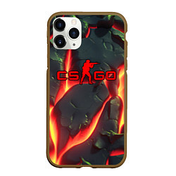 Чехол iPhone 11 Pro матовый CSGO красные плиты с лавой, цвет: 3D-коричневый