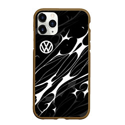 Чехол iPhone 11 Pro матовый Volkswagen - острые линии, цвет: 3D-коричневый