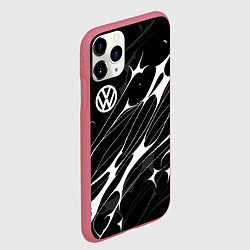 Чехол iPhone 11 Pro матовый Volkswagen - острые линии, цвет: 3D-малиновый — фото 2