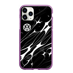 Чехол iPhone 11 Pro матовый Volkswagen - острые линии, цвет: 3D-фиолетовый