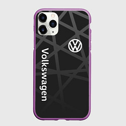 Чехол iPhone 11 Pro матовый Volkswagen - classic black, цвет: 3D-фиолетовый