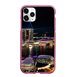 Чехол iPhone 11 Pro матовый Ночной город красочный