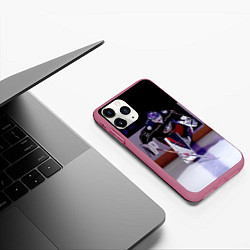 Чехол iPhone 11 Pro матовый Sergey Bobrovsky - goalkeeper - Columbus blue jack, цвет: 3D-малиновый — фото 2