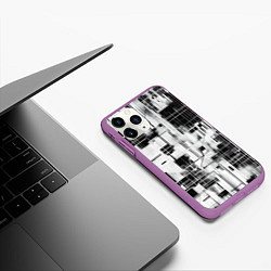Чехол iPhone 11 Pro матовый Кибер Сетка гранж, цвет: 3D-фиолетовый — фото 2