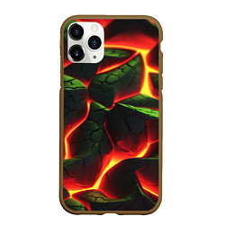 Чехол iPhone 11 Pro матовый Зеленые плиты и лава