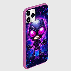 Чехол iPhone 11 Pro матовый Неоновый робот, цвет: 3D-фиолетовый — фото 2