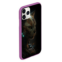 Чехол iPhone 11 Pro матовый Cyber cat, цвет: 3D-фиолетовый — фото 2