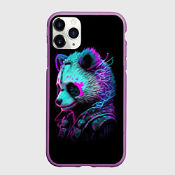 Чехол iPhone 11 Pro матовый Панда киберпанк, цвет: 3D-фиолетовый