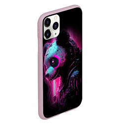 Чехол iPhone 11 Pro матовый Панда киберпанк в фиолетовом свете, цвет: 3D-розовый — фото 2