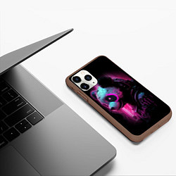 Чехол iPhone 11 Pro матовый Панда киберпанк в фиолетовом свете, цвет: 3D-коричневый — фото 2