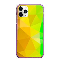 Чехол iPhone 11 Pro матовый Жёлто-зелёная геометрия, цвет: 3D-фиолетовый