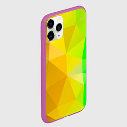 Чехол iPhone 11 Pro матовый Жёлто-зелёная геометрия, цвет: 3D-фиолетовый — фото 2