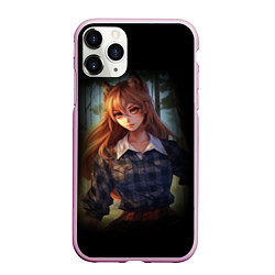 Чехол iPhone 11 Pro матовый Девушка лисица, цвет: 3D-розовый