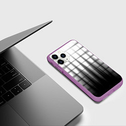 Чехол iPhone 11 Pro матовый Черная градиентная клетка, цвет: 3D-фиолетовый — фото 2