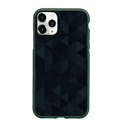 Чехол iPhone 11 Pro матовый Тёмно-синий треугольный, цвет: 3D-темно-зеленый