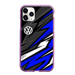 Чехол iPhone 11 Pro матовый Volkswagen - Синяя абстракция, цвет: 3D-фиолетовый