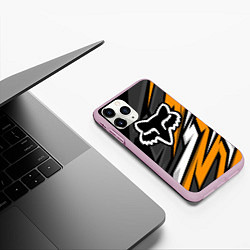 Чехол iPhone 11 Pro матовый Fox motocross racing - orange, цвет: 3D-розовый — фото 2