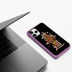 Чехол iPhone 11 Pro матовый Самурай - иероглифы, цвет: 3D-фиолетовый — фото 2
