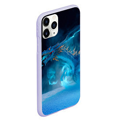 Чехол iPhone 11 Pro матовый Зимний ледяной дракон, цвет: 3D-светло-сиреневый — фото 2