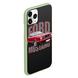 Чехол iPhone 11 Pro матовый Автомашина Ford Mustang, цвет: 3D-салатовый — фото 2