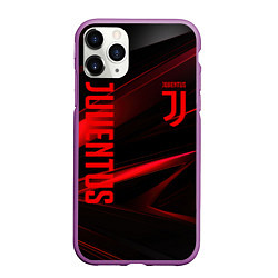 Чехол iPhone 11 Pro матовый Juventus black red logo, цвет: 3D-фиолетовый