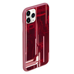 Чехол iPhone 11 Pro матовый Кибер схемы неон, цвет: 3D-малиновый — фото 2