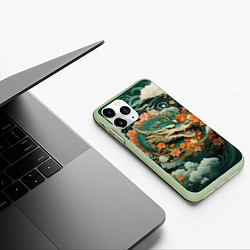 Чехол iPhone 11 Pro матовый Облачный дракон Irezumi, цвет: 3D-салатовый — фото 2