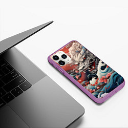 Чехол iPhone 11 Pro матовый Морской дракон Irezumi, цвет: 3D-фиолетовый — фото 2