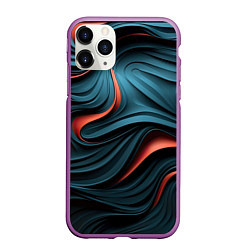 Чехол iPhone 11 Pro матовый Сине-оранжевая абстрактная волна, цвет: 3D-фиолетовый