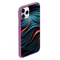 Чехол iPhone 11 Pro матовый Сине-оранжевая абстрактная волна, цвет: 3D-фиолетовый — фото 2