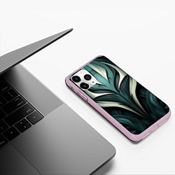 Чехол iPhone 11 Pro матовый Абстрактные узор в виде лица, цвет: 3D-розовый — фото 2