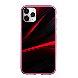 Чехол iPhone 11 Pro матовый Red lighting black background, цвет: 3D-малиновый