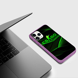 Чехол iPhone 11 Pro матовый CSGO green abstract lines, цвет: 3D-фиолетовый — фото 2