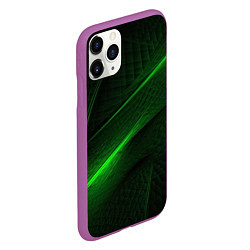 Чехол iPhone 11 Pro матовый Green neon lines, цвет: 3D-фиолетовый — фото 2