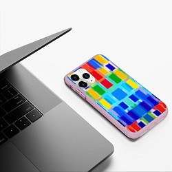 Чехол iPhone 11 Pro матовый Colorful strips - pop art - vogue, цвет: 3D-розовый — фото 2