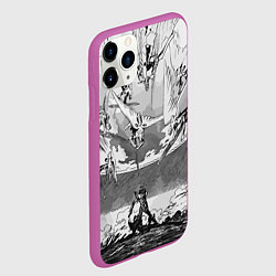 Чехол iPhone 11 Pro матовый Нападение ангелов - Евангелион, цвет: 3D-фиолетовый — фото 2
